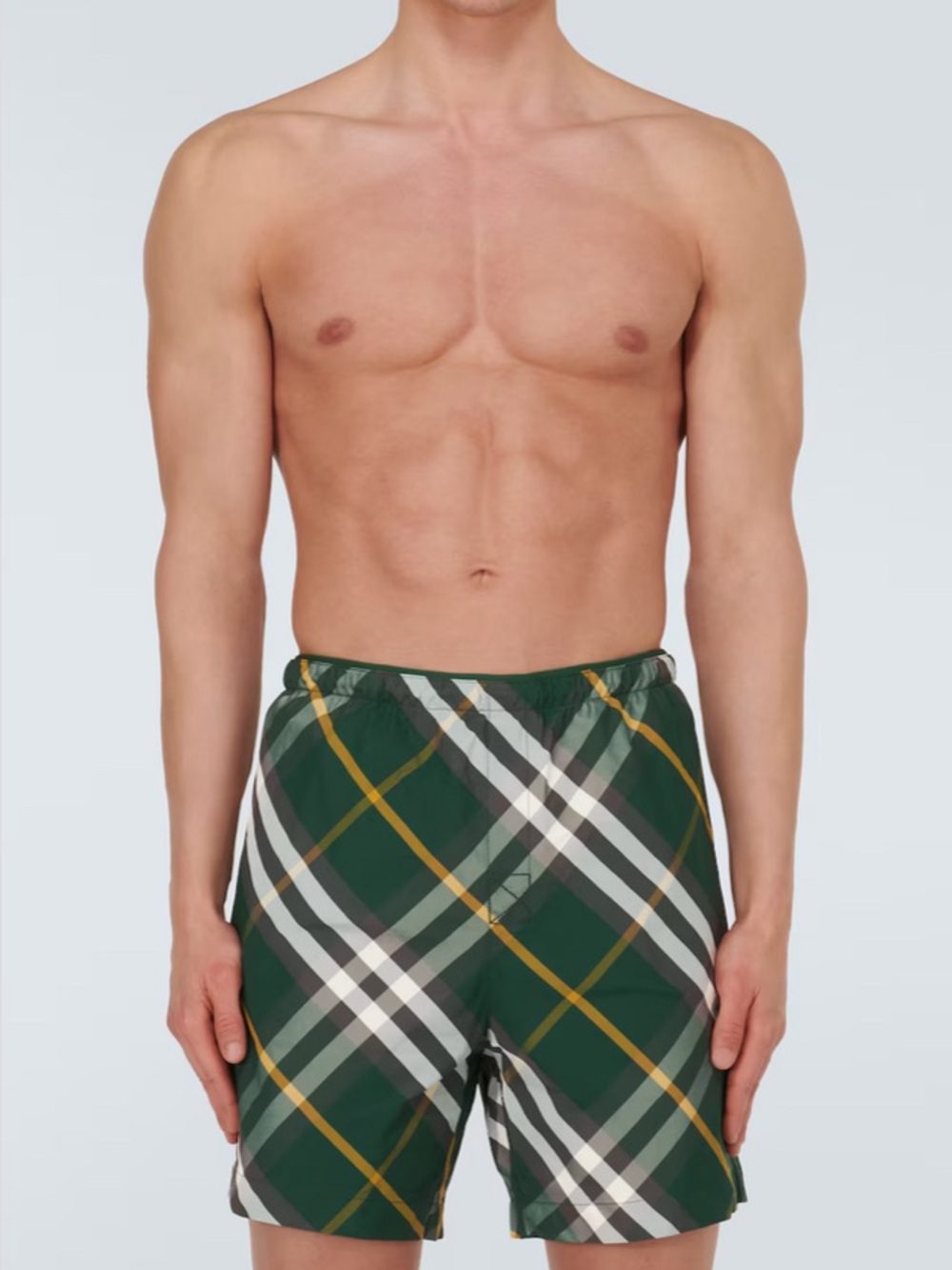 Burberry Dark Green Plaid Swim Shorts